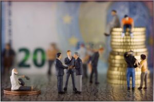 Grafico che illustra la distribuzione dei beni in caso di successione legittima senza testamento.